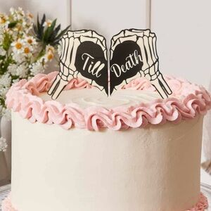 Skeleton Heart Cake Topper - Black and White